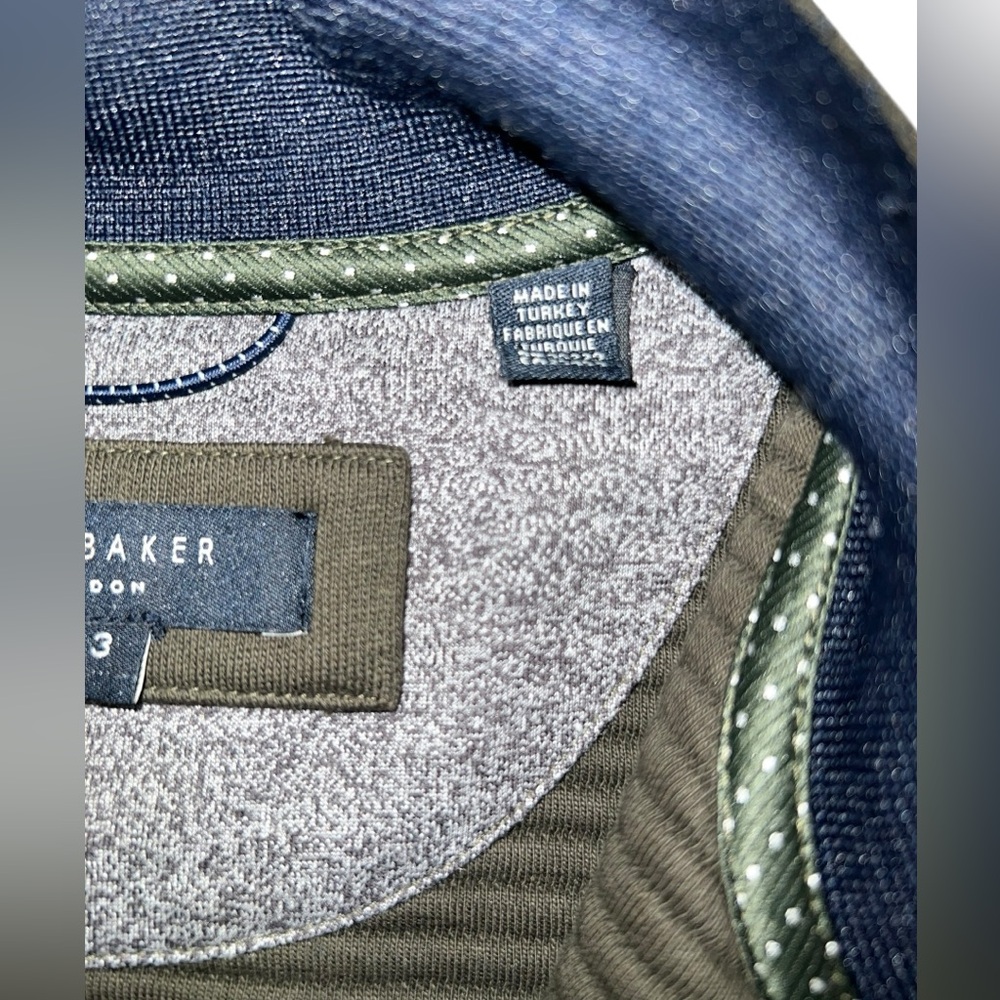 Ted Baker London Quilted Full Zip Jacket Men’s 3 Med Olive Green Sardin * flaws - Picture 9 of 10